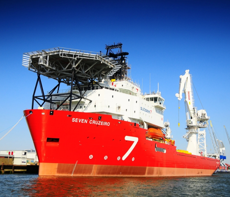 Offshore support vessel alongside a quay